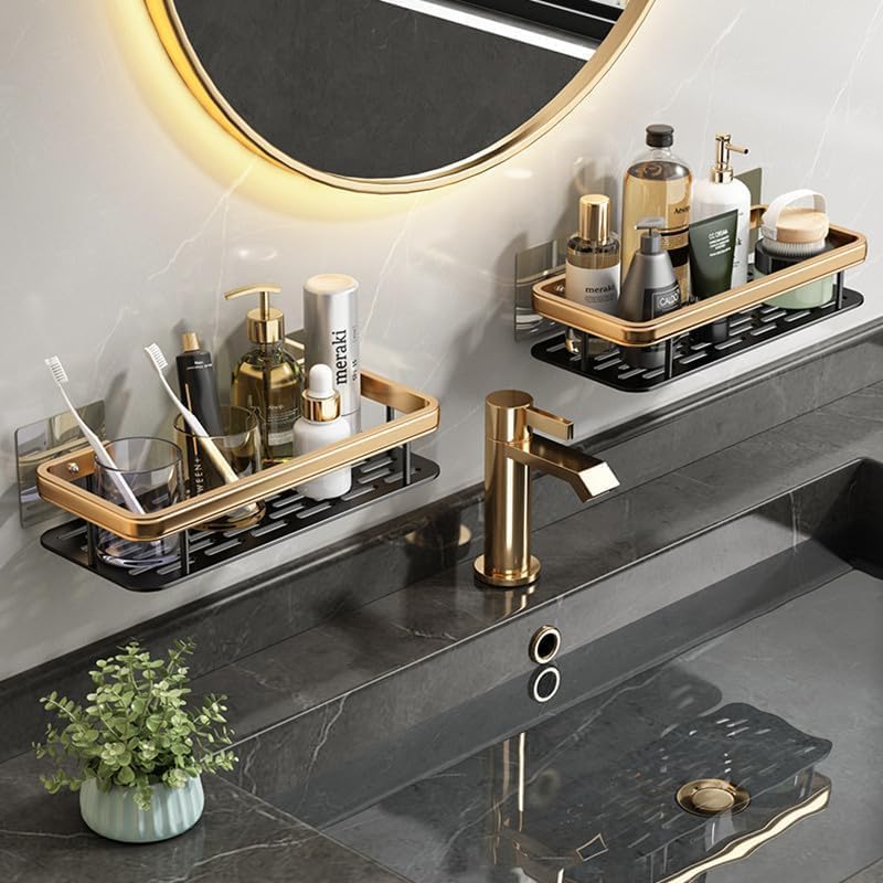 Aluminium Wall Mounted Bathroom Shelf – Black (1 Piece)