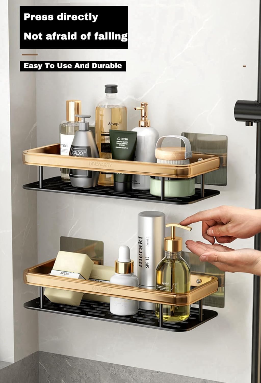 Aluminium Wall Mounted Bathroom Shelf – Black (1 Piece)