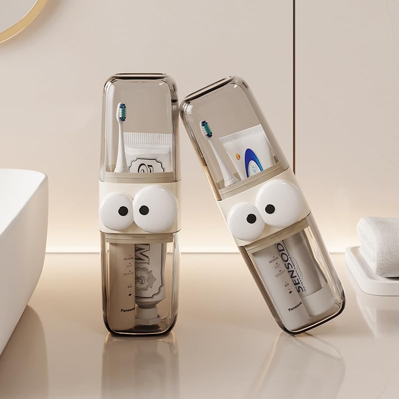 3-in-1 Travel Toothbrush Case & Gargle Cup (Pack of 1 Brown)