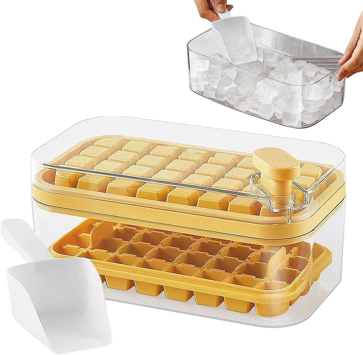 2 Layer Ice Cube Tray with Storage Bin