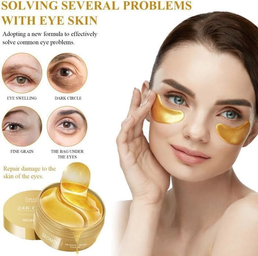 24K Gold Under Eye Patches – Pack of 60 Hydrogel Eye Masks