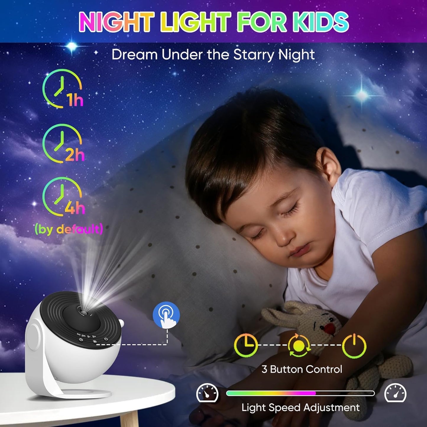 13-in-1 Rotating Galaxy Star Projector Lamp