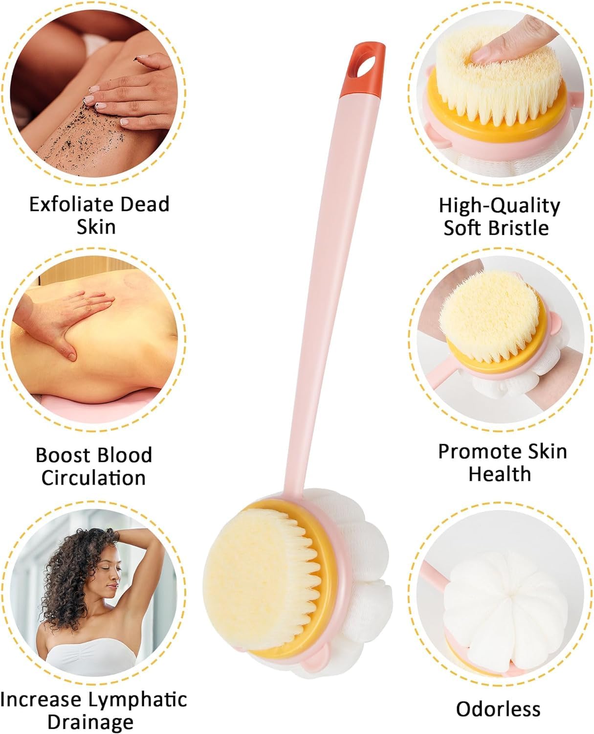 2-in-1 Long Handle Back Bath Brush