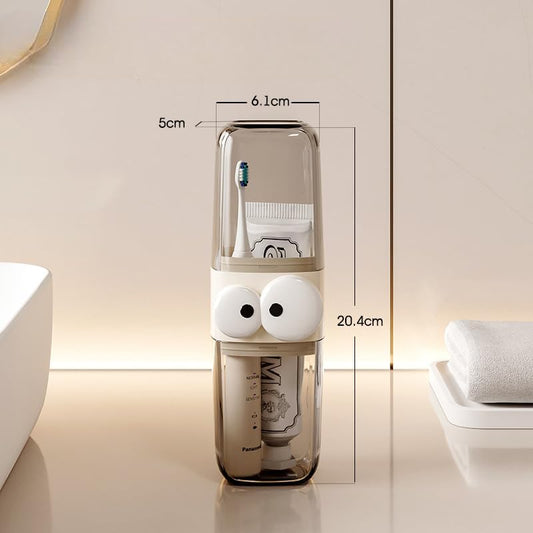 3-in-1 Travel Toothbrush Case & Gargle Cup (Pack of 1 Brown)