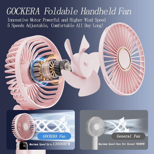 Portable 3-in-1 Foldable Fan – 5 Speeds, Battery Operated