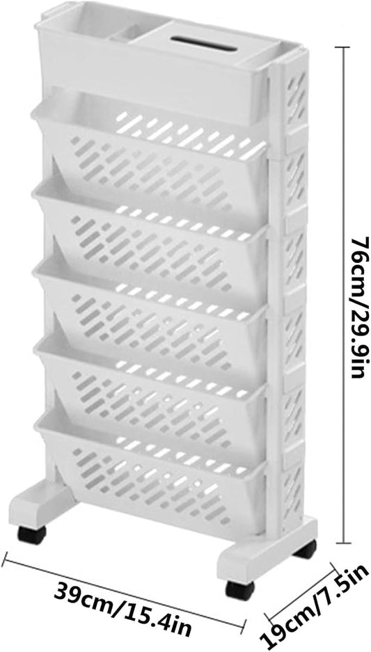Movable Rotatable Bookshelf – Large Capacity Rolling Storage Rack