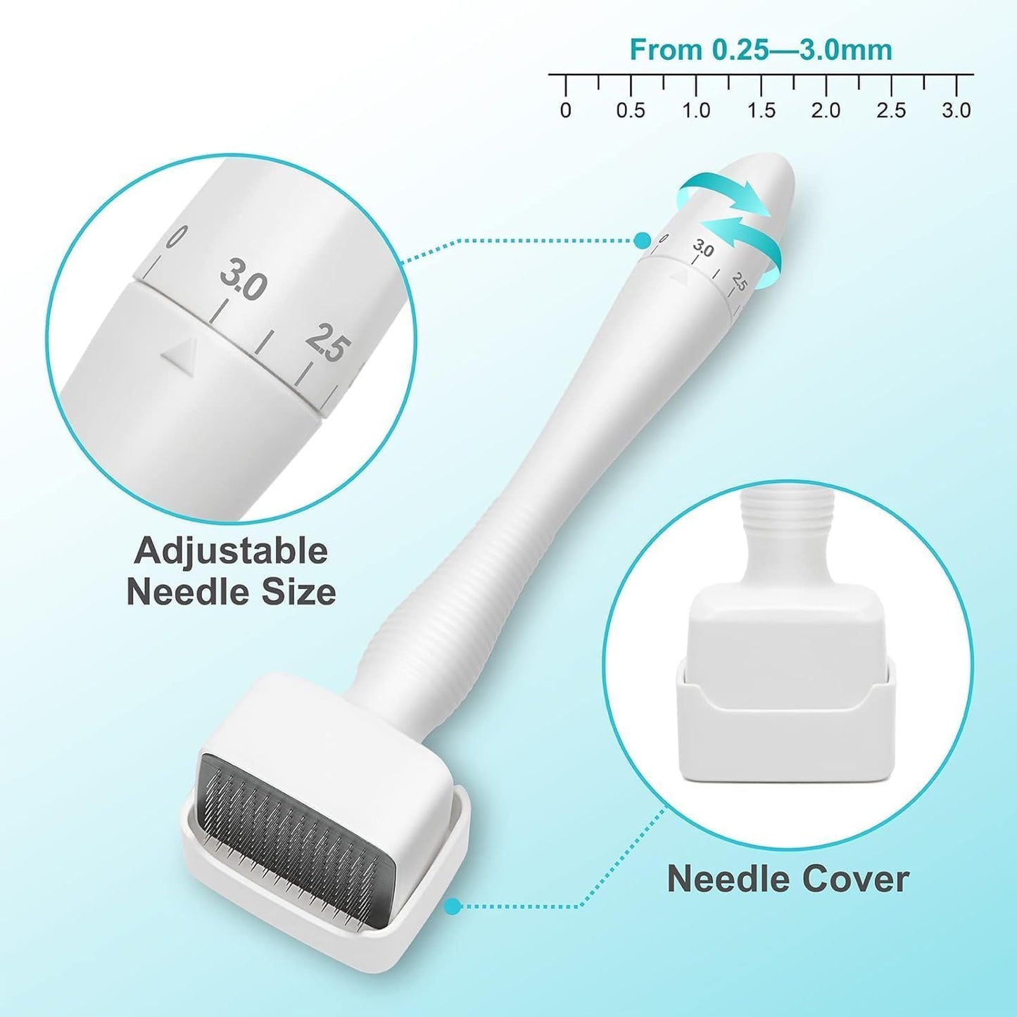 Derma Stamp Adjustable stamp 0.5mm - 3mm, 100 A Titanium micro needles