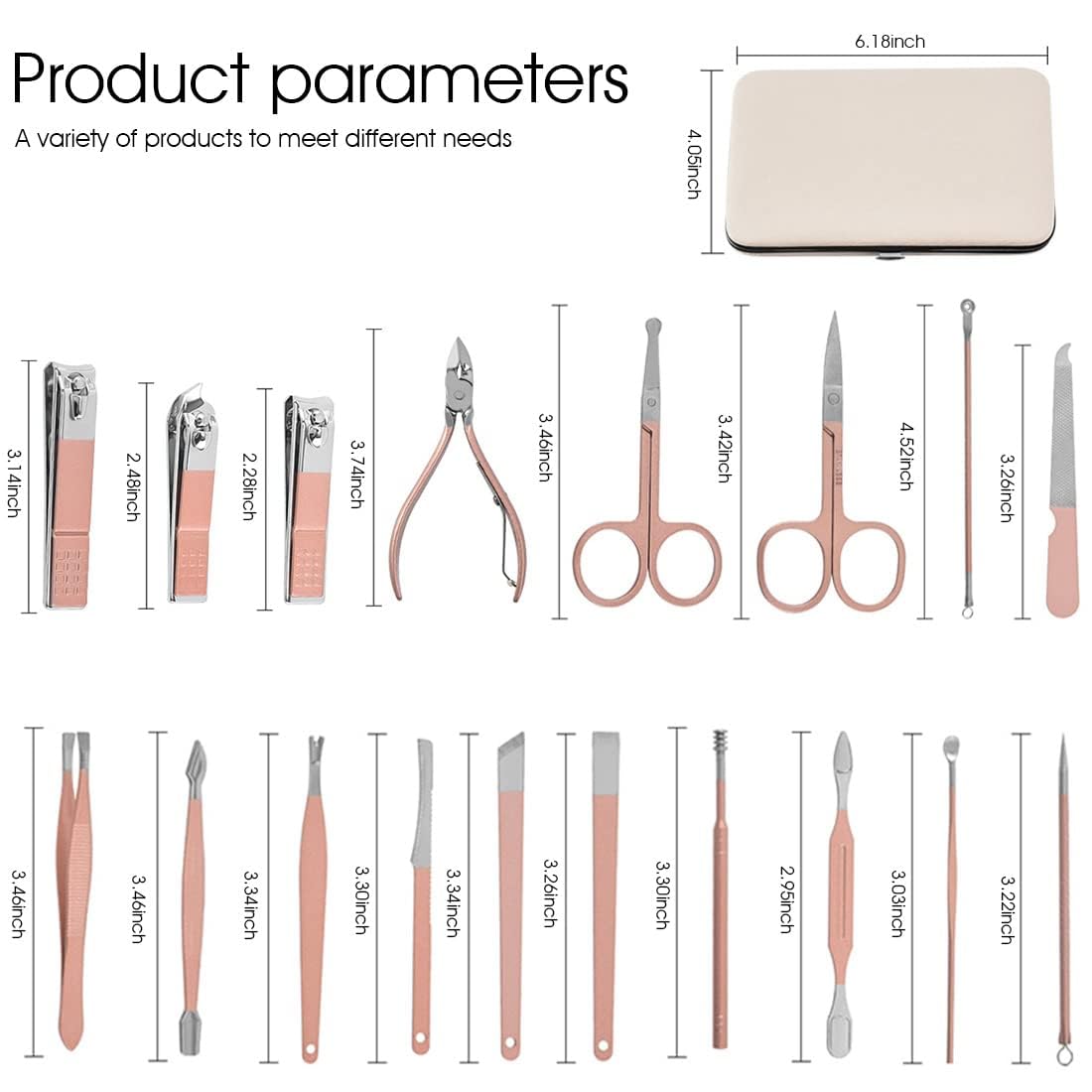 18 Pieces Stainless Steel Manicure Kit