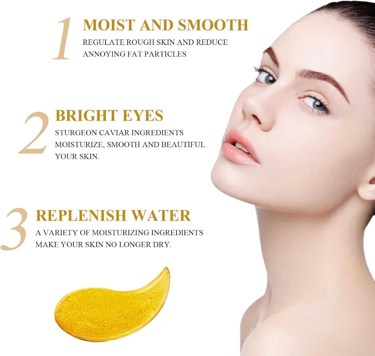 24K Gold Under Eye Patches – Pack of 60 Hydrogel Eye Masks