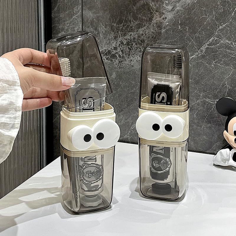 3-in-1 Travel Toothbrush Case & Gargle Cup (Pack of 1 Brown)
