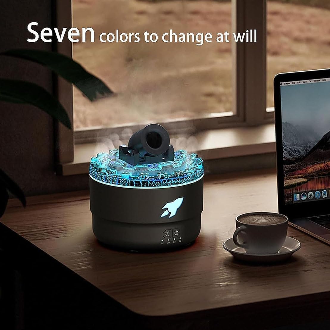 Cannon Blast Aroma Humidifier with 7 LED Colors, Dual Spray Modes - 280ML
