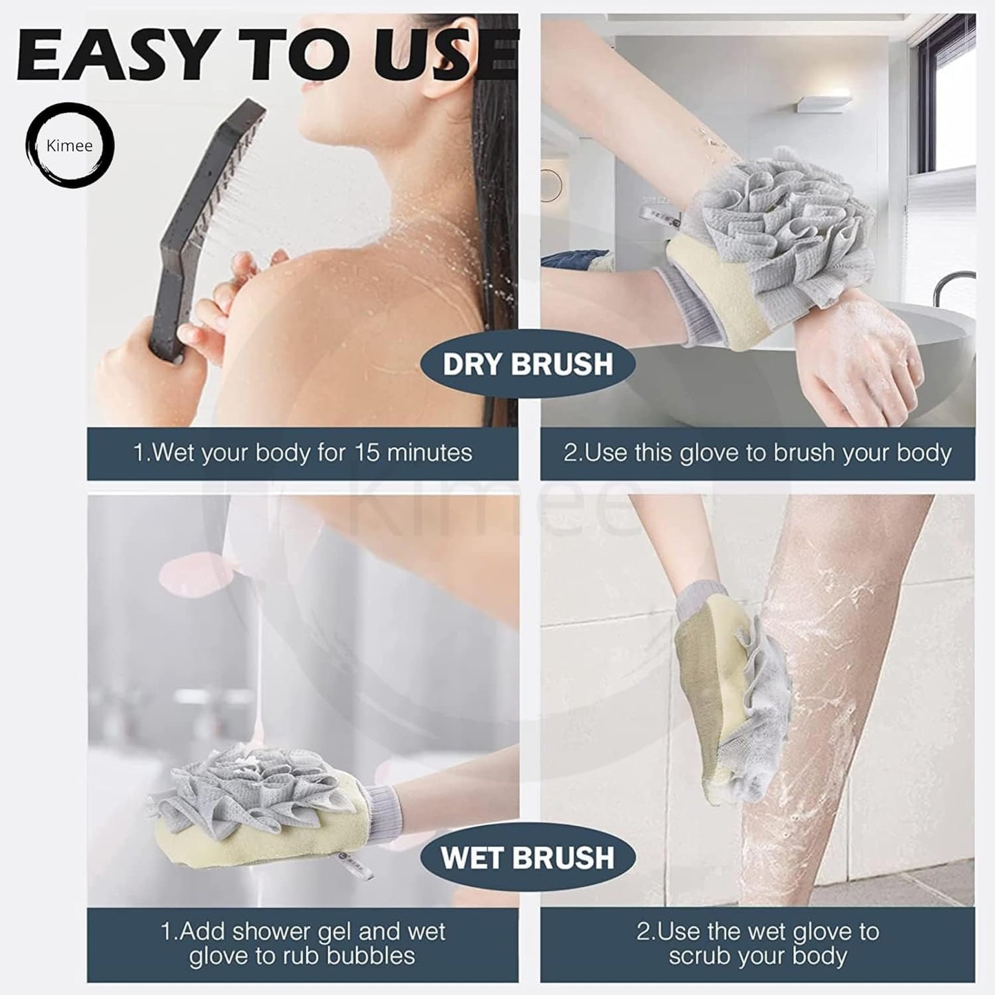2-in-1 Exfoliating Body Scrub Gloves for Bath