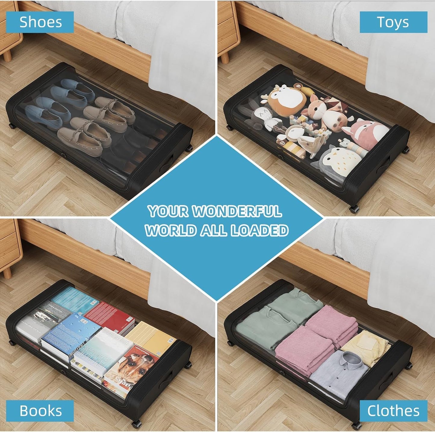 UNDER BED CLOTH STORAGE WHEEL