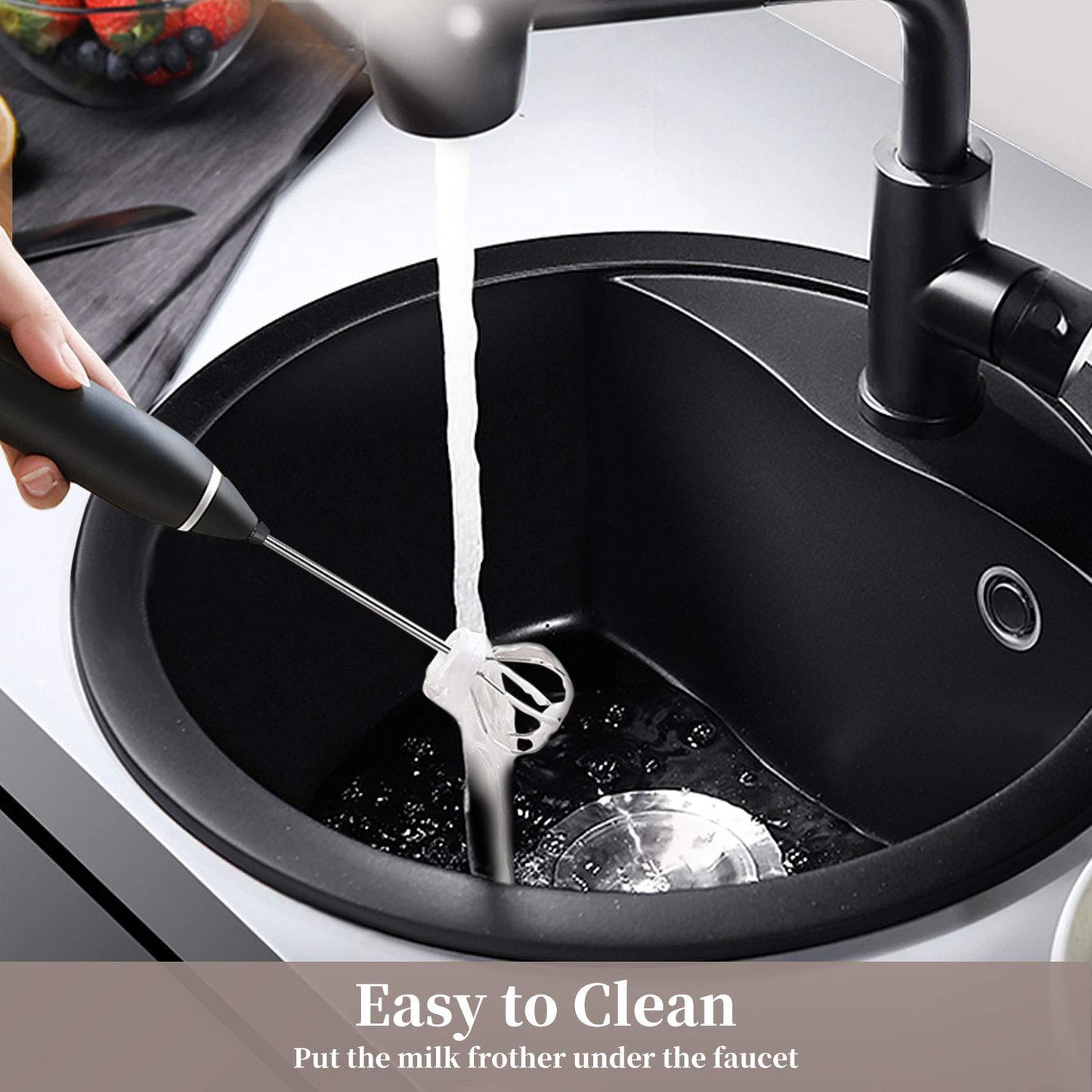USB Rechargeable Milk Frother – Handheld Foam Maker with 3 Whisks & 3-Speed Settings