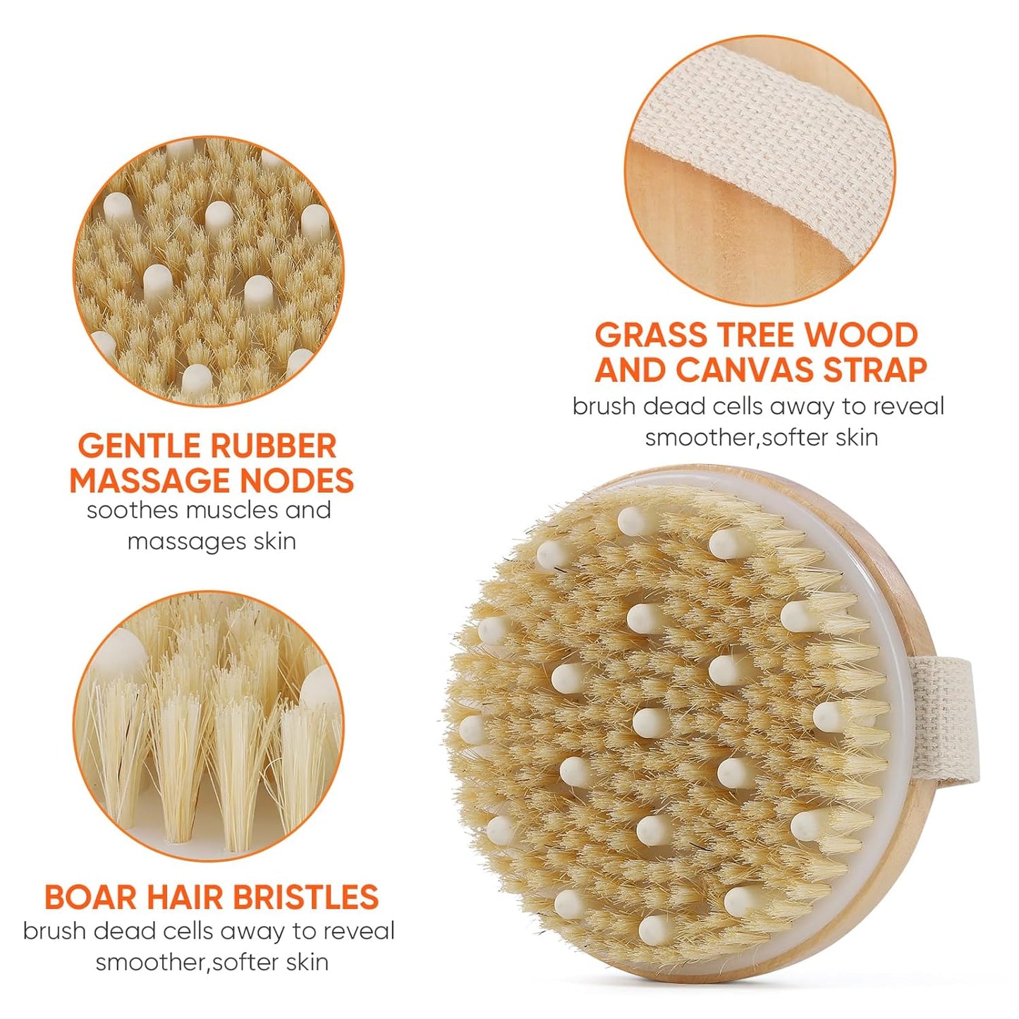 Dry Brushing Exfoliating Wooden Body Brush for Skin