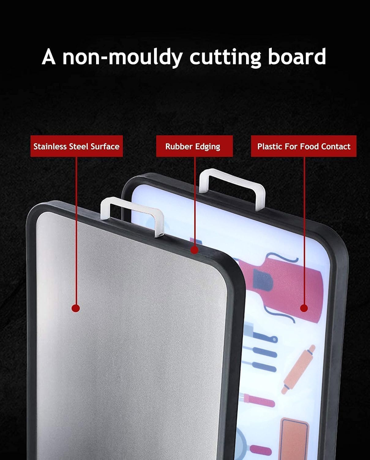 2 in 1 Stainless Steel and Plastic Cutting Board