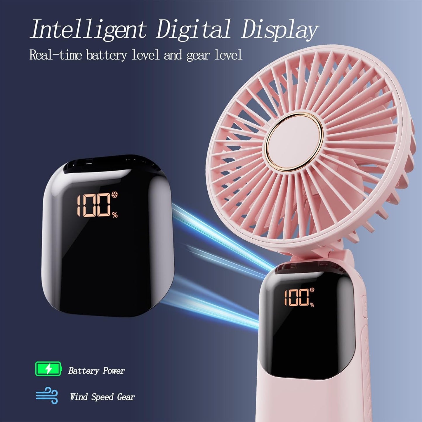 Portable 3-in-1 Foldable Fan – 5 Speeds, Battery Operated