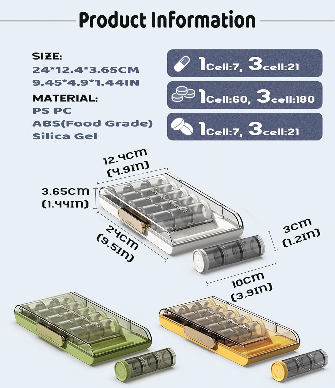 21-Grid Weekly Pill Organizer Box – Reusable Vitamin Case