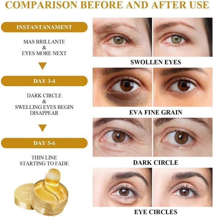 24K Gold Under Eye Patches – Pack of 60 Hydrogel Eye Masks
