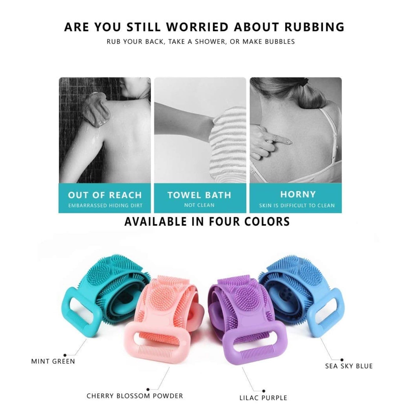Silicone Body Scrubber Exfoliating Shower Belt