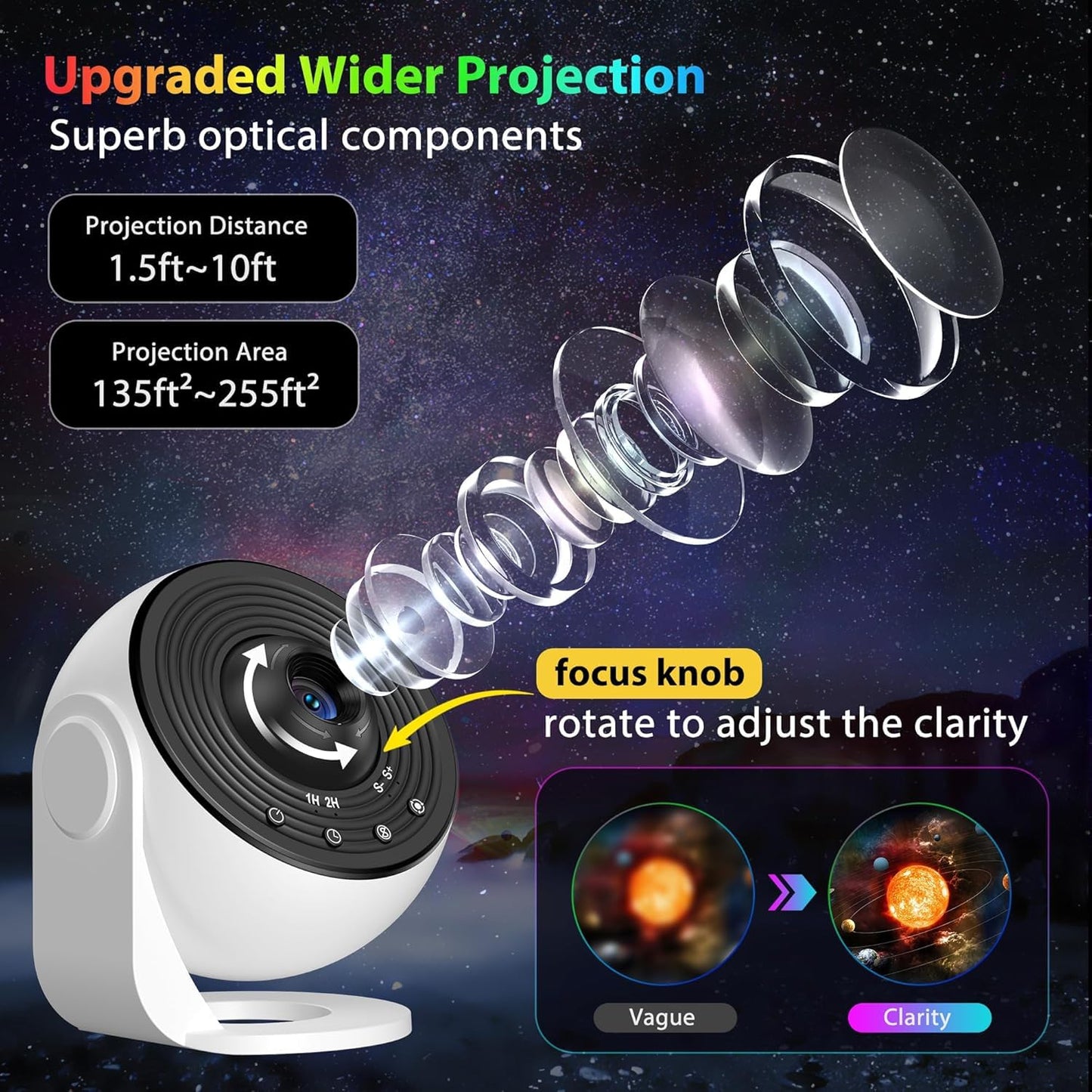 13-in-1 Rotating Galaxy Star Projector Lamp