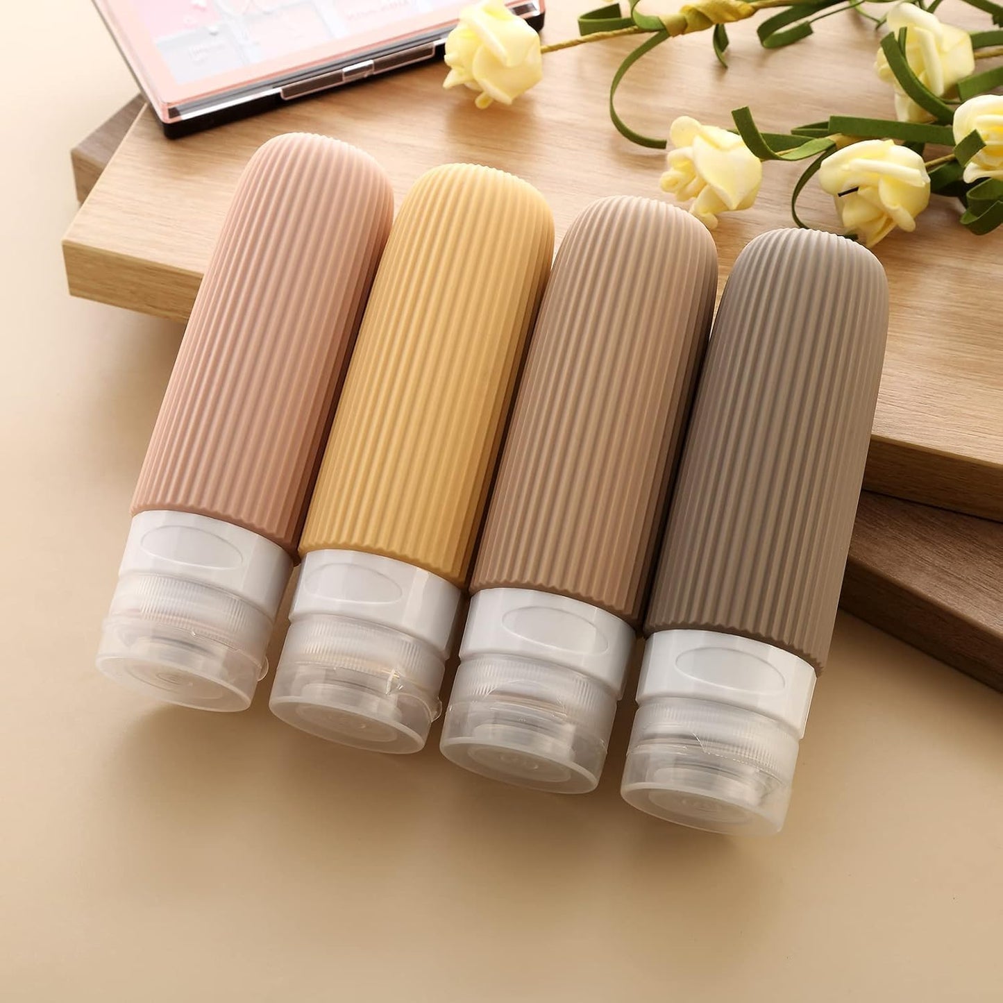 Silicone Travel Toiletry Bottles Set – 90ml (4 Pack)