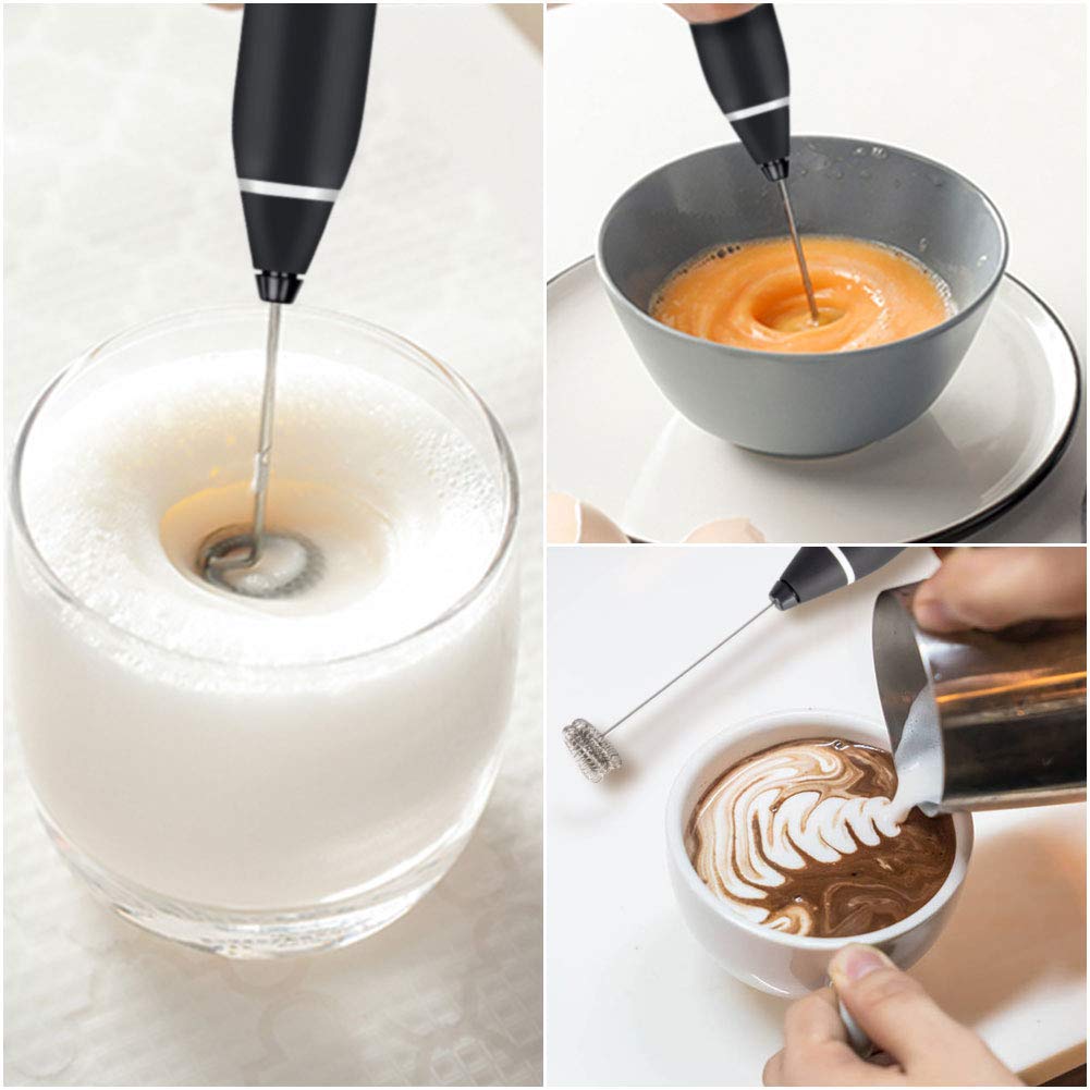 USB Rechargeable Milk Frother – Handheld Foam Maker with 3 Whisks & 3-Speed Settings