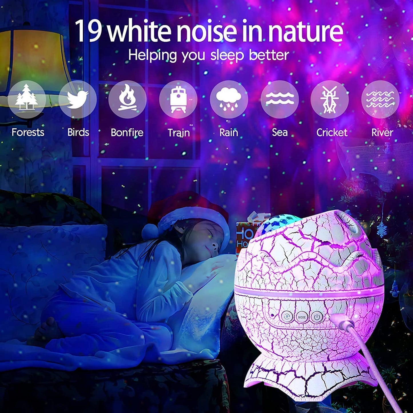 Dinosaur Egg Galaxy Star Projector Night Light