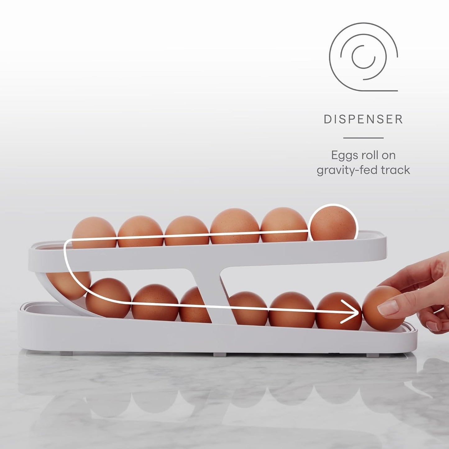 2-Tier Rolling Egg Dispenser – Space-Saving Fridge Organizer Tray (12–14 Eggs)