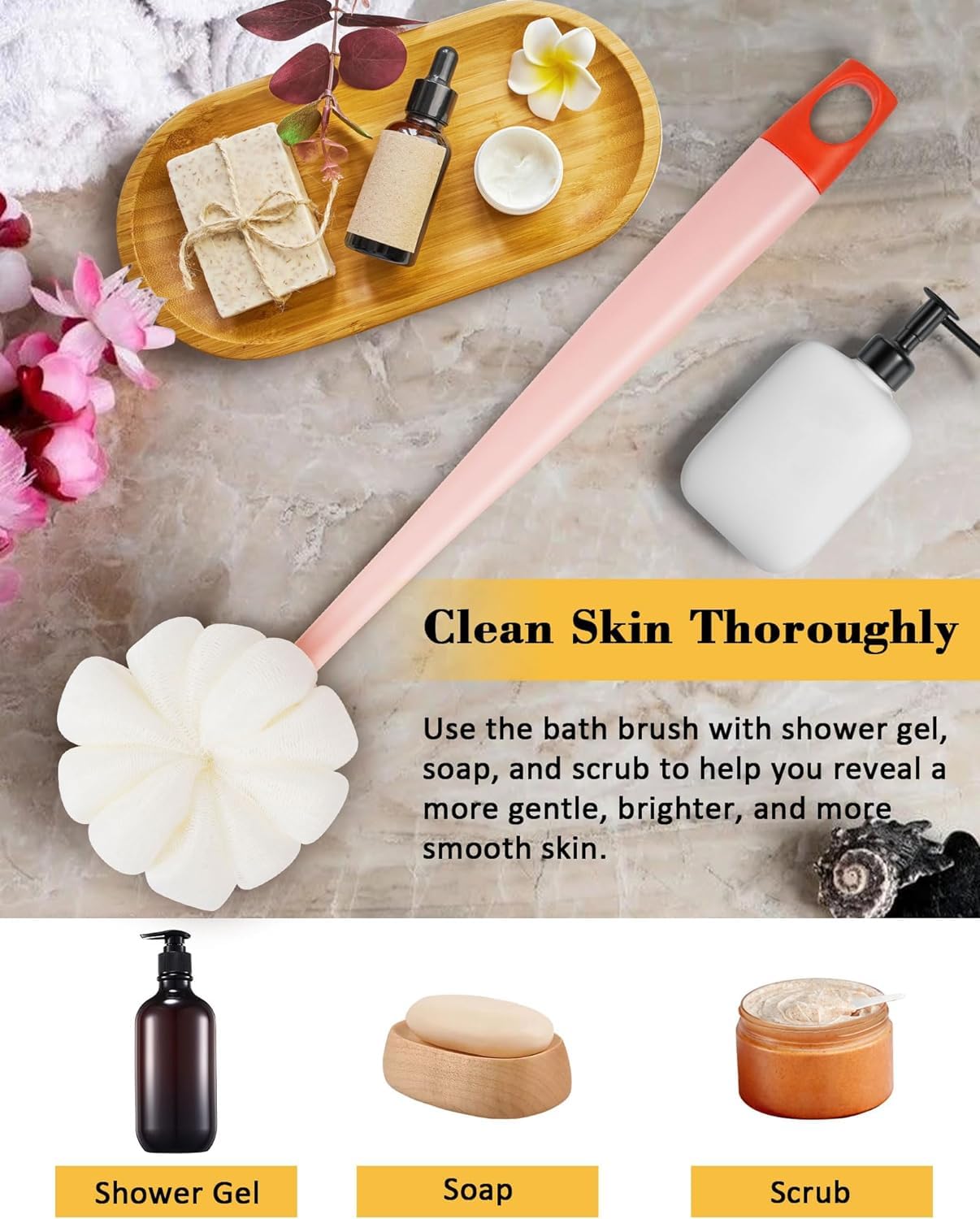2-in-1 Long Handle Back Bath Brush