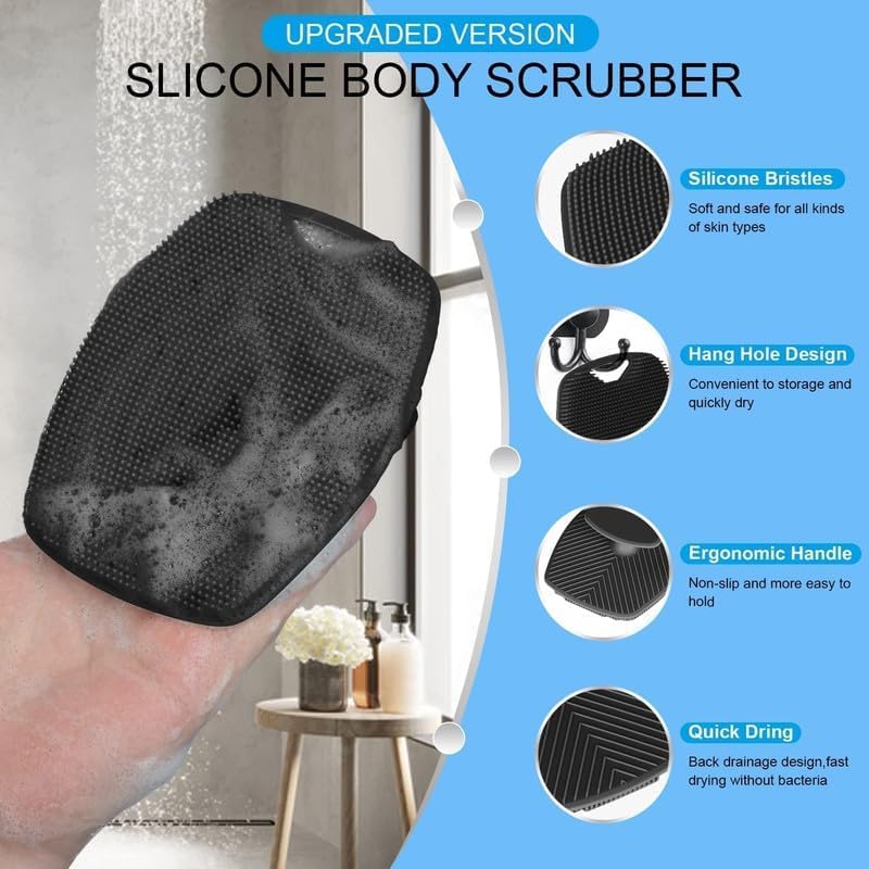 Silicone Body Scrubber with No-Slip Handle
