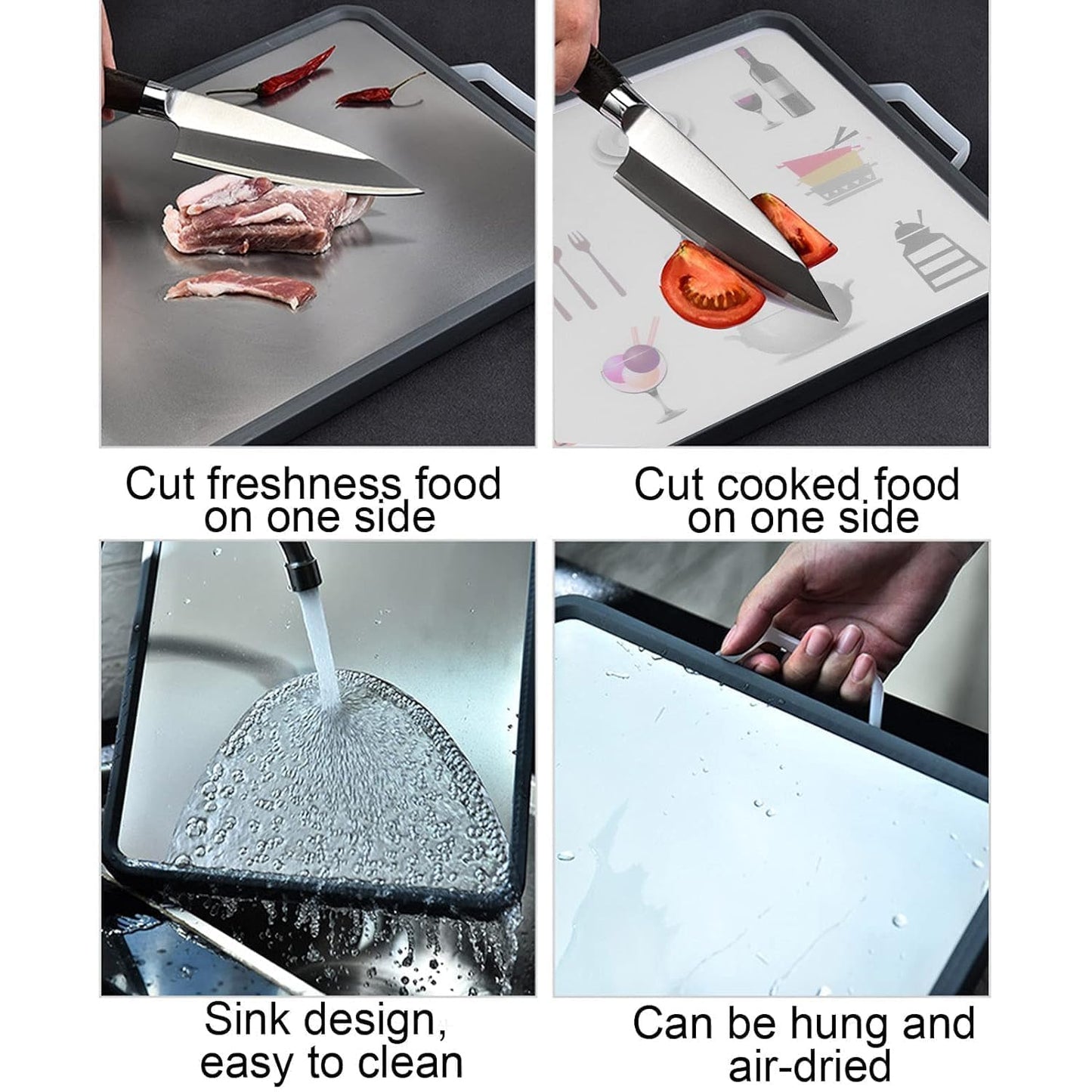 2 in 1 Stainless Steel and Plastic Cutting Board
