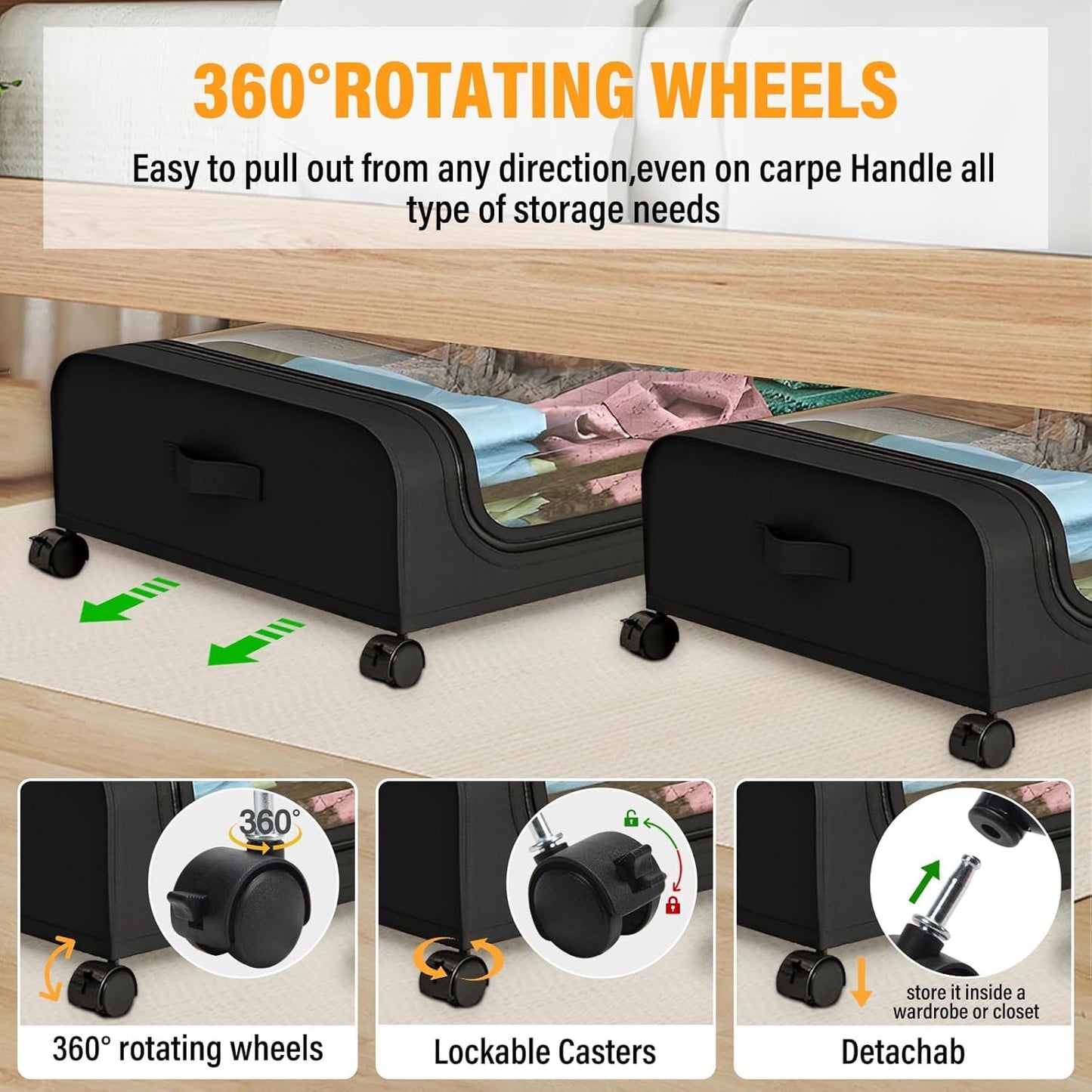 UNDER BED CLOTH STORAGE WHEEL