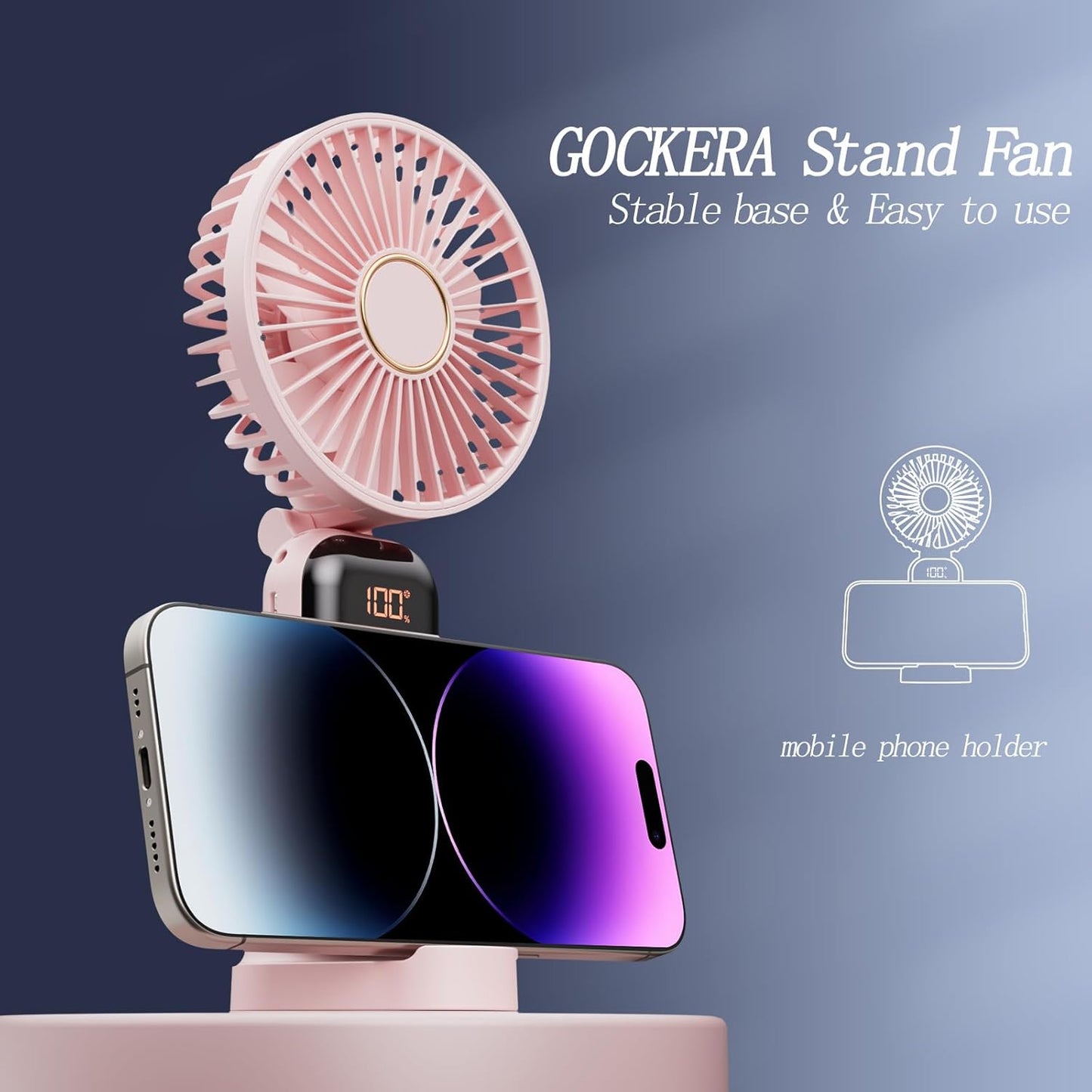 Portable 3-in-1 Foldable Fan – 5 Speeds, Battery Operated