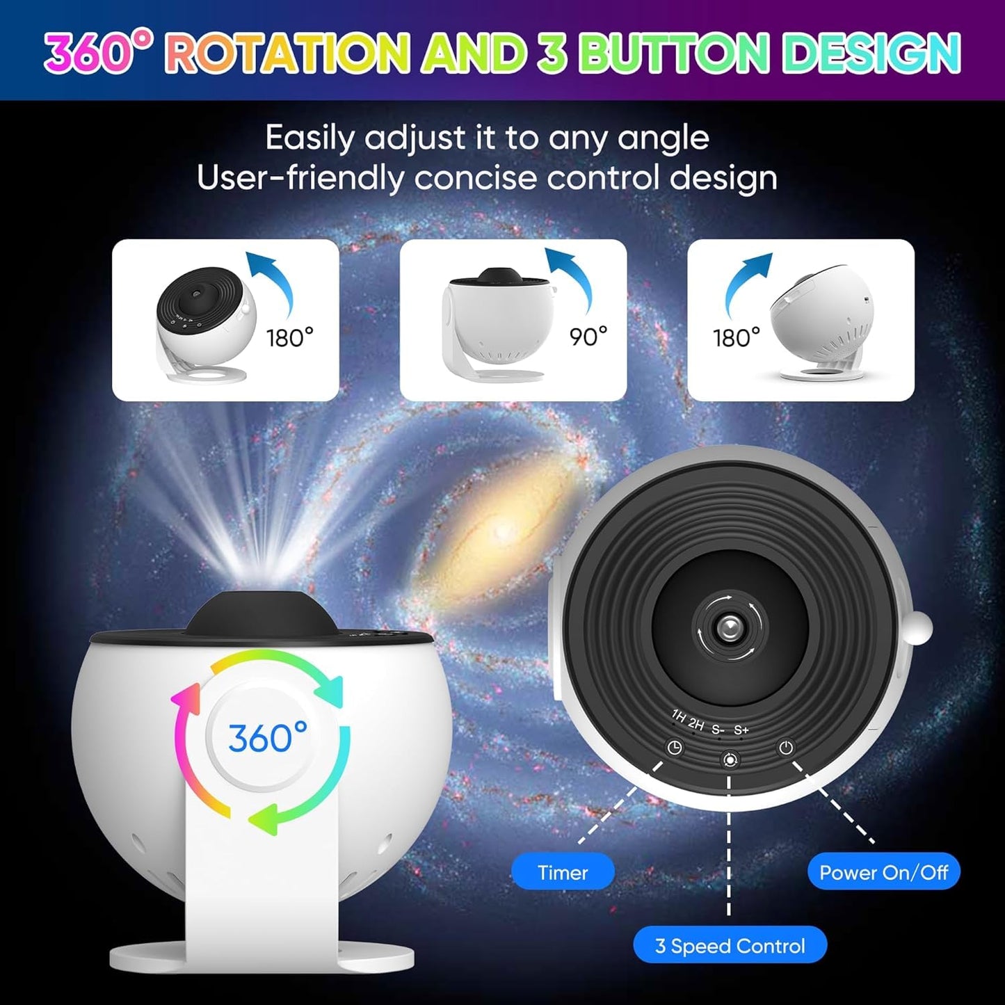 13-in-1 Rotating Galaxy Star Projector Lamp