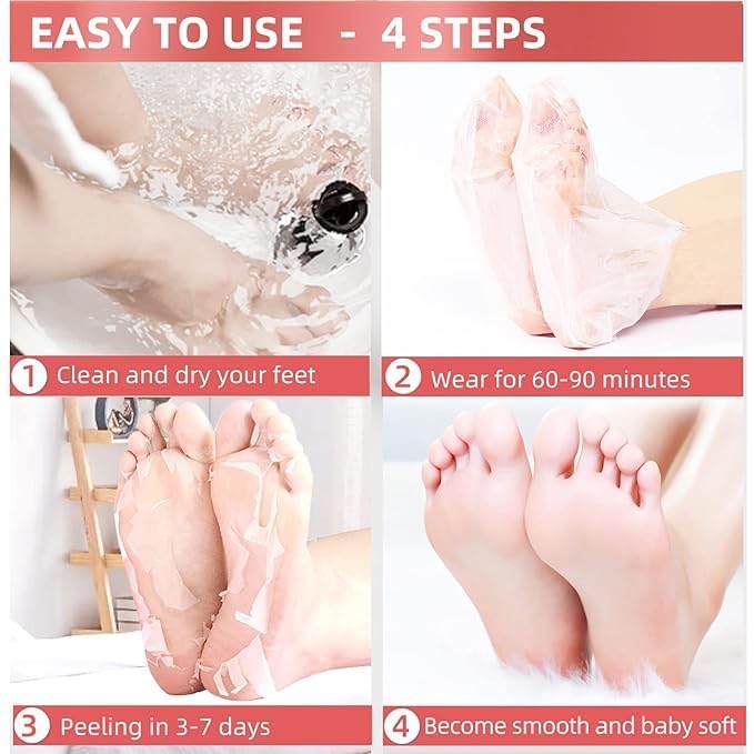 Peeling & Exfoliating Foot Mask for Baby Soft Feet Hydrates Feet Peeling Mask (Rose), 1 Count
