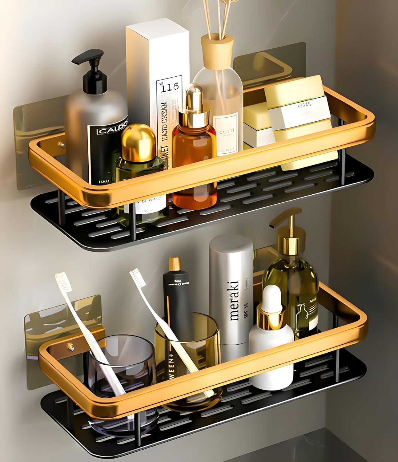 Aluminium Wall Mounted Bathroom Shelf – Black (1 Piece)