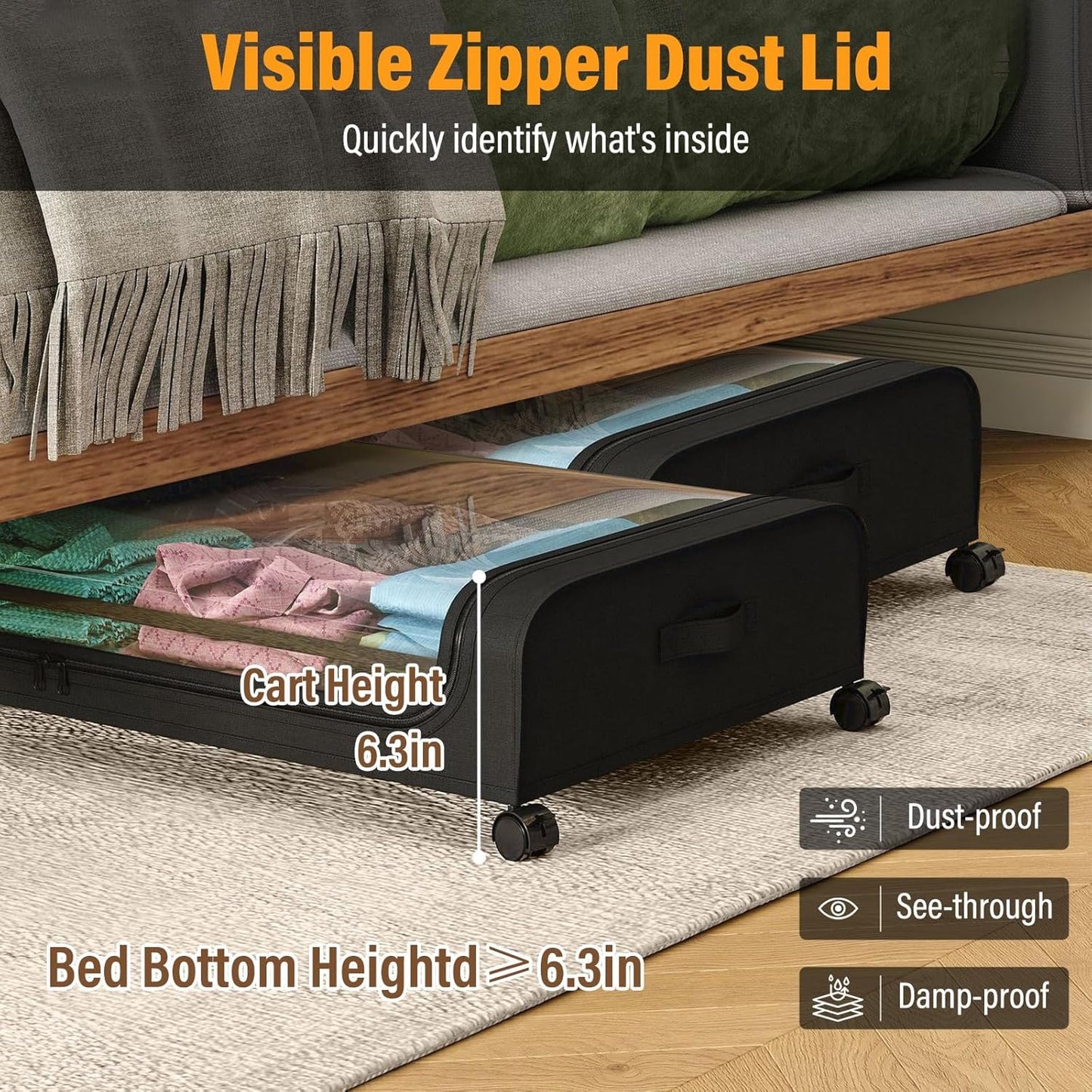 UNDER BED CLOTH STORAGE WHEEL
