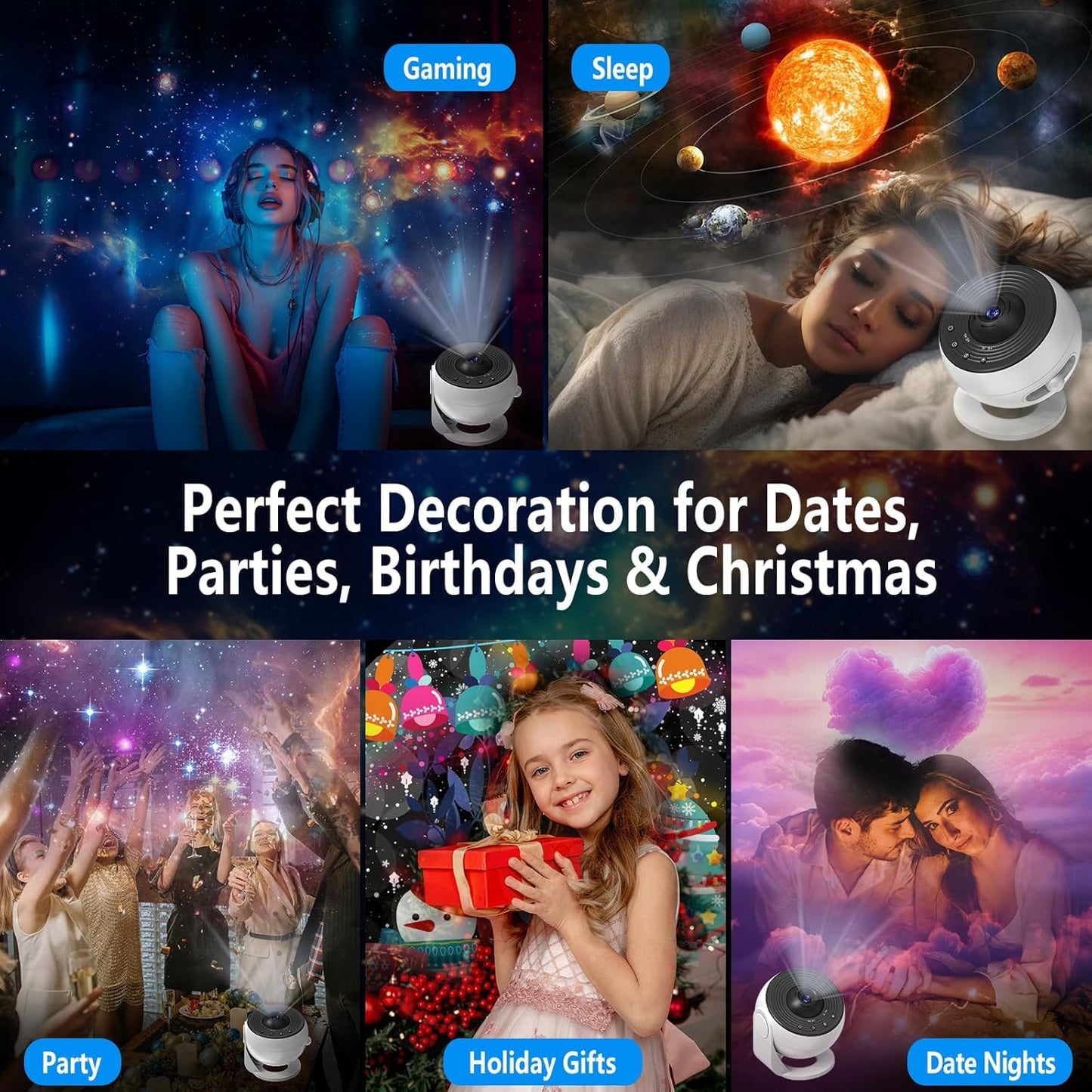 13-in-1 Rotating Galaxy Star Projector Lamp