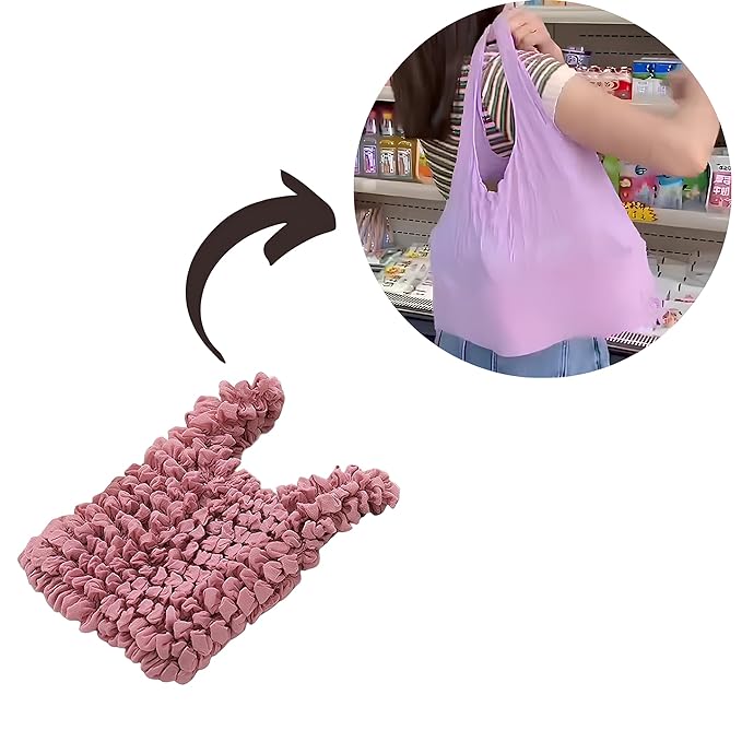 Flexible Washable Tote Bag – Pink Grocery Organizer
