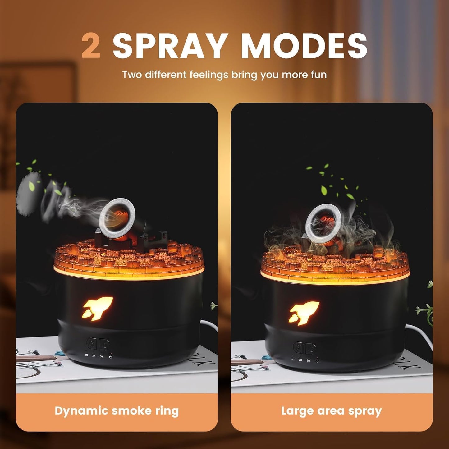 Cannon Blast Aroma Humidifier with 7 LED Colors, Dual Spray Modes - 280ML
