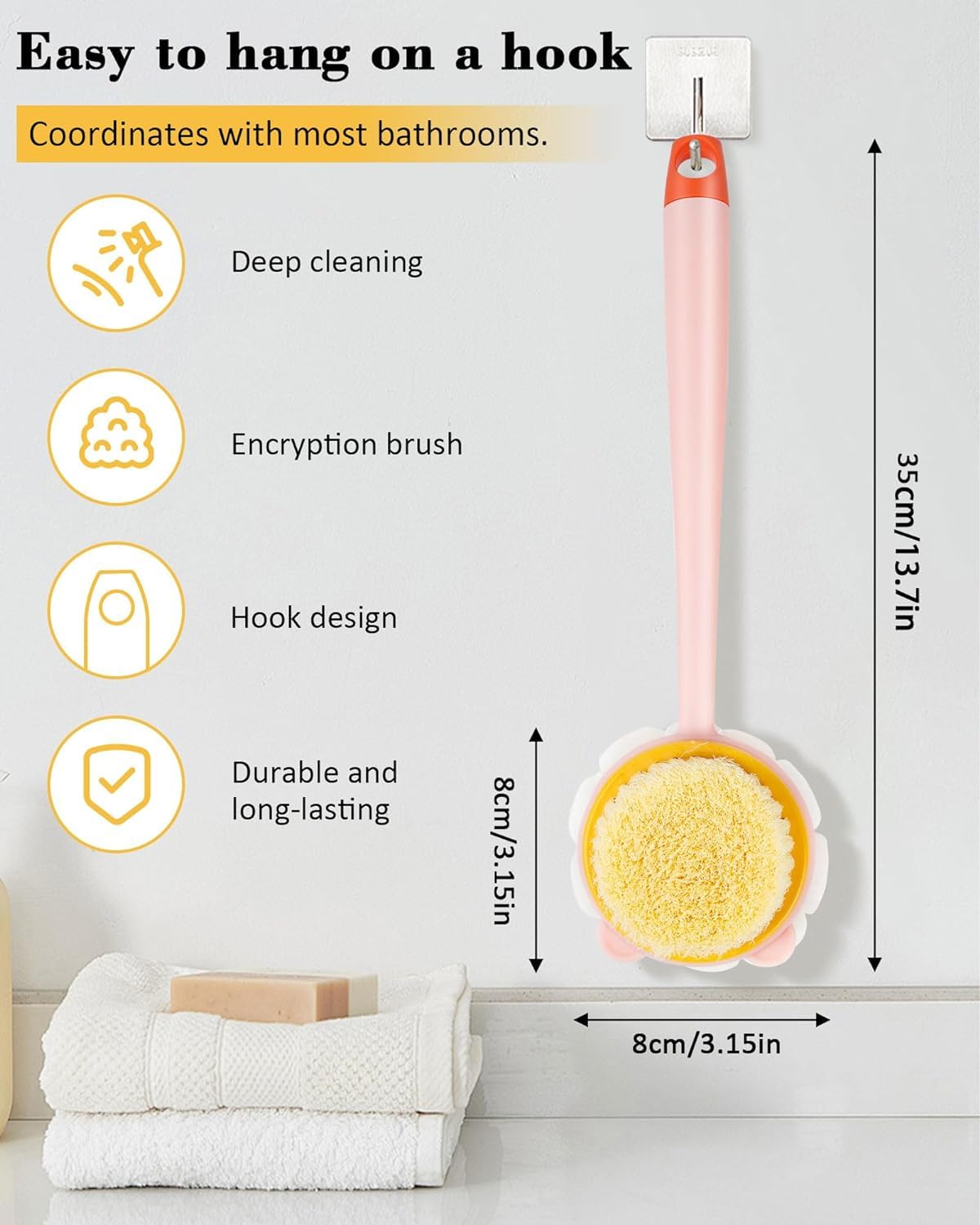 2-in-1 Long Handle Back Bath Brush