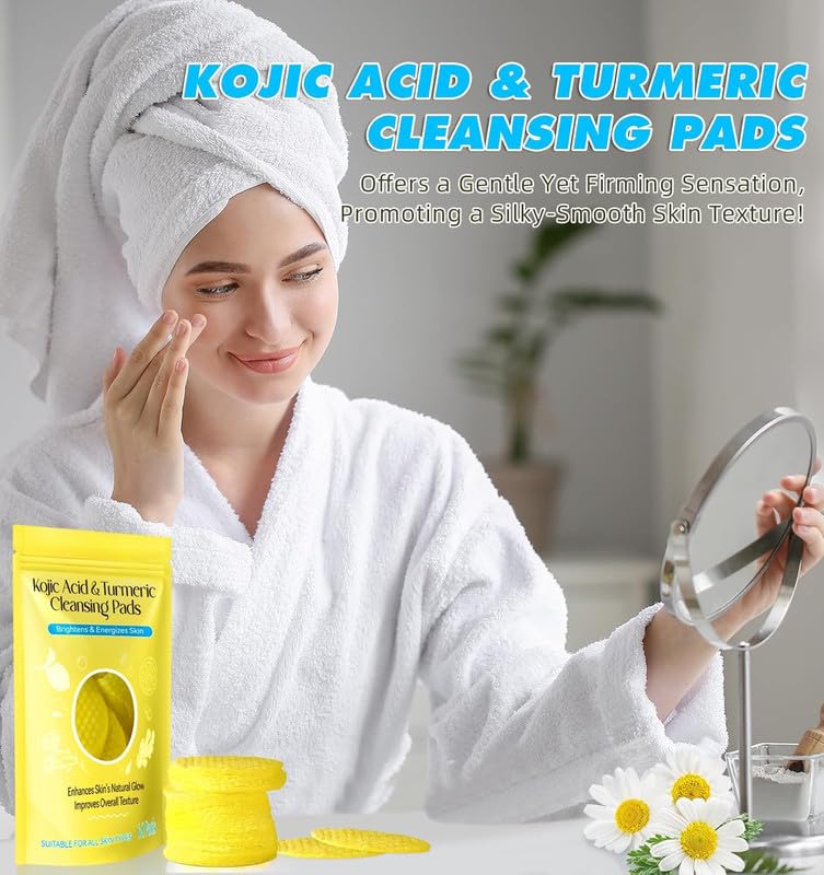 Turmeric & Kojic Acid Cleansing Pads β Vitamin B5 & C Infused | 60PCS