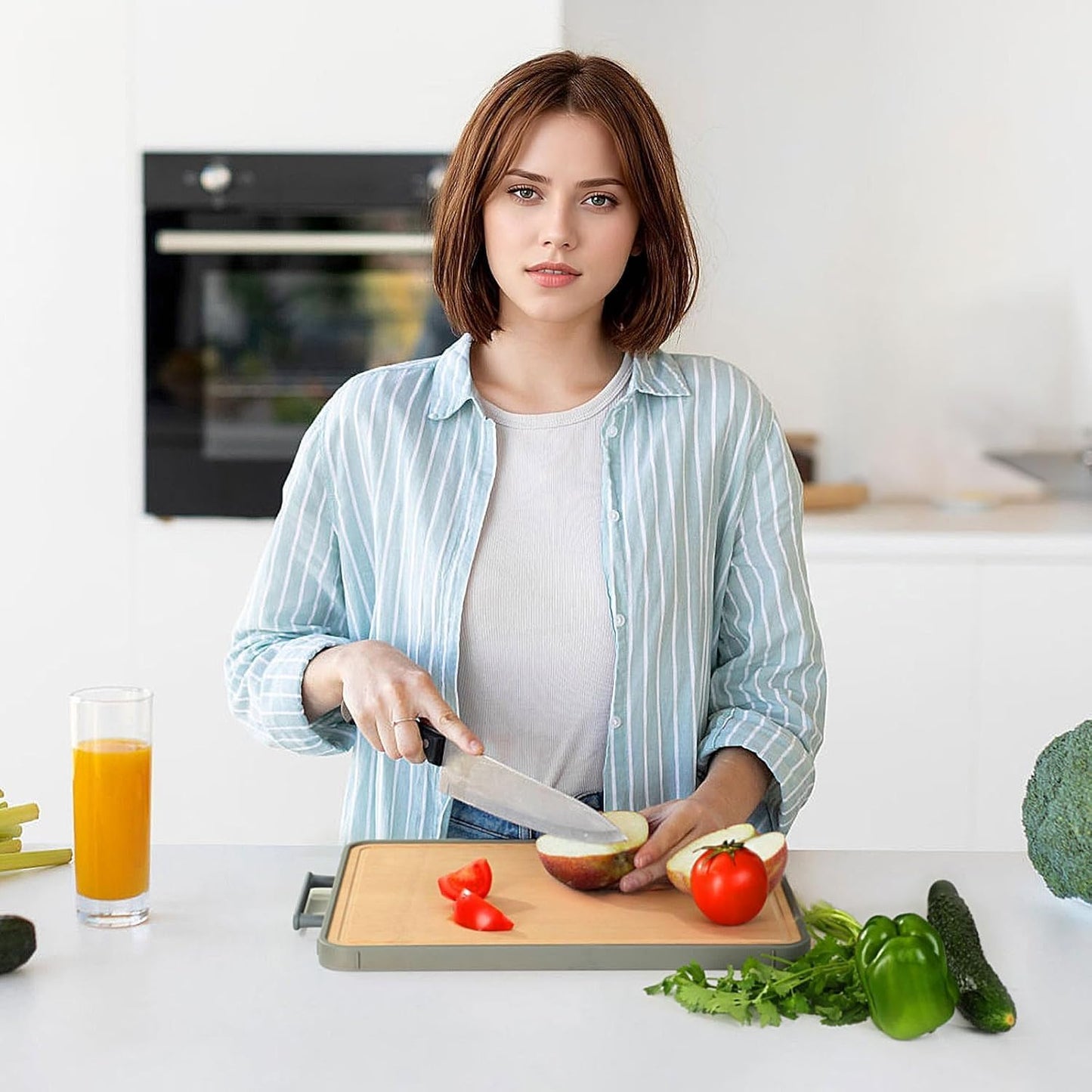 2 in 1 Stainless Steel and Plastic Cutting Board