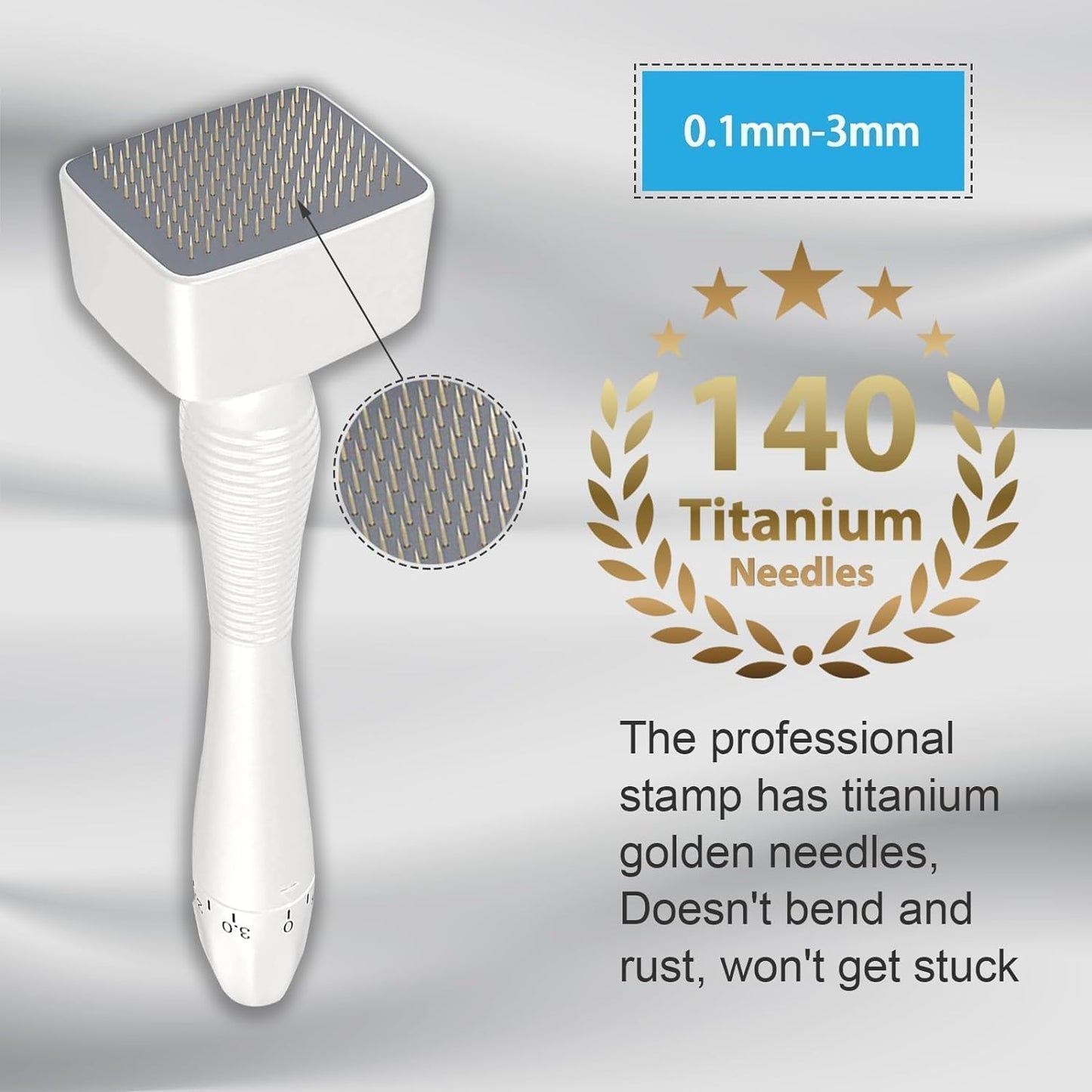 Derma Stamp Adjustable stamp 0.5mm - 3mm, 100 A Titanium micro needles