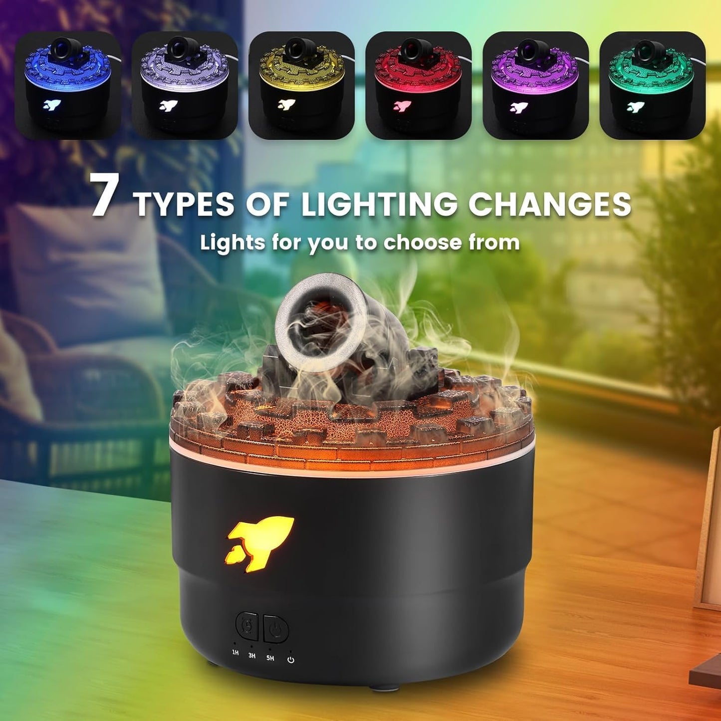 Cannon Blast Aroma Humidifier with 7 LED Colors, Dual Spray Modes - 280ML