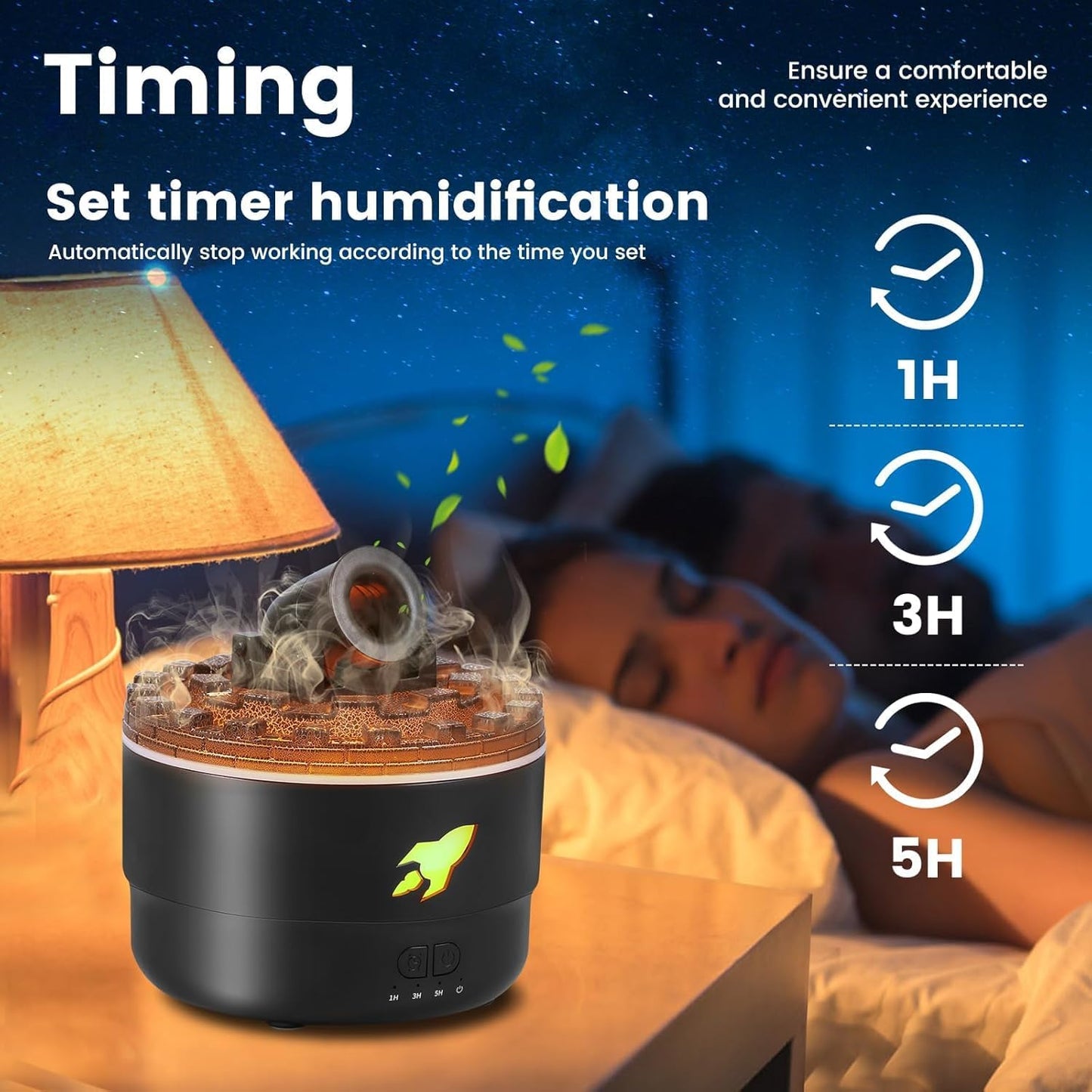 Cannon Blast Aroma Humidifier with 7 LED Colors, Dual Spray Modes - 280ML