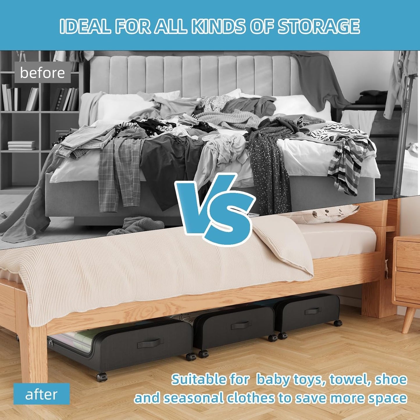 UNDER BED CLOTH STORAGE WHEEL