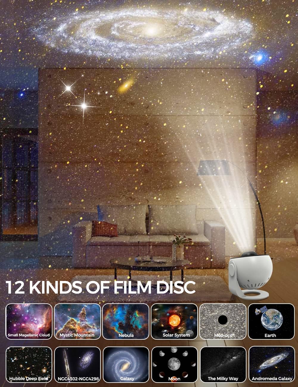13-in-1 Rotating Galaxy Star Projector Lamp