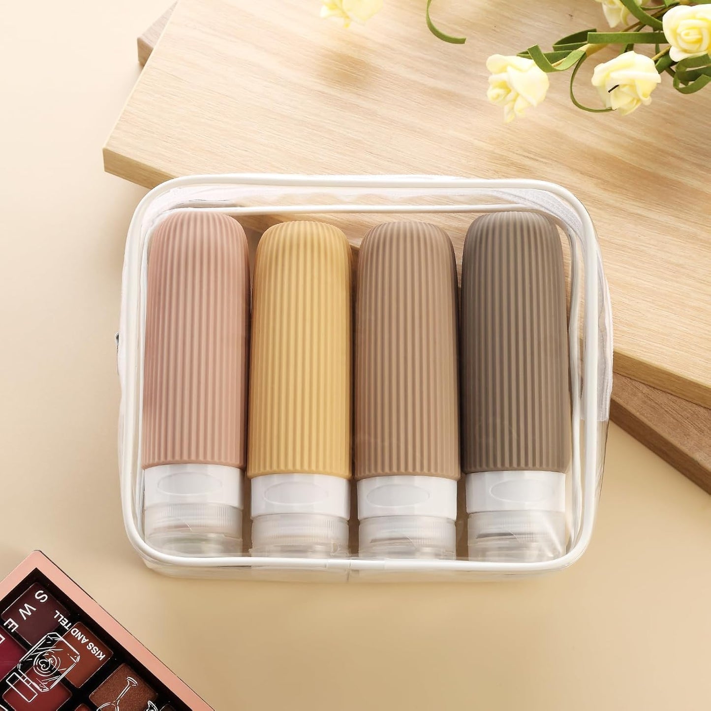 Silicone Travel Toiletry Bottles Set – 90ml (4 Pack)